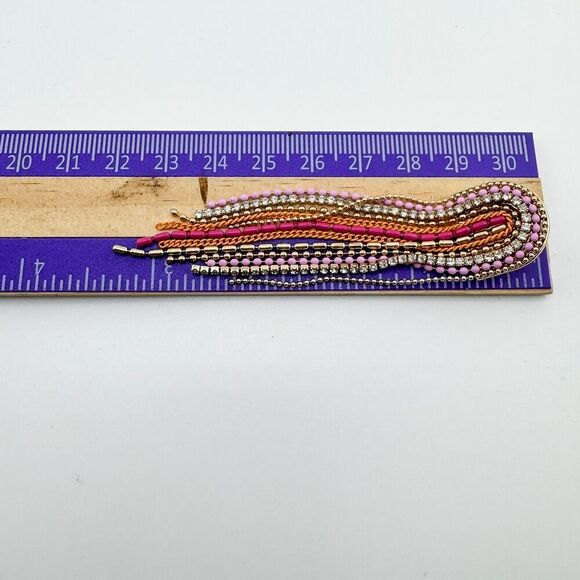 Vintage Beaded Rhinestone Chandelier Earrings Pink Timeless Glamour Retro Chic - Picture 10 of 10